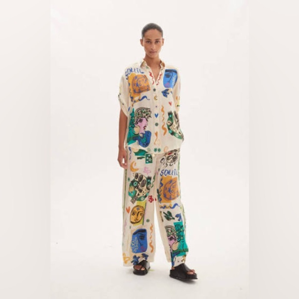 Colorful Graphic Women’s Satin Matching Set